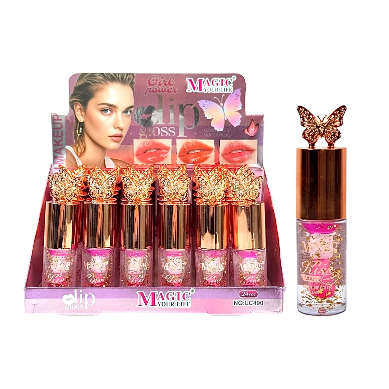 BRILLO MAGICO KISS YOU TAPA DORADA MARIPOSA MAGIC YOUR LIFE