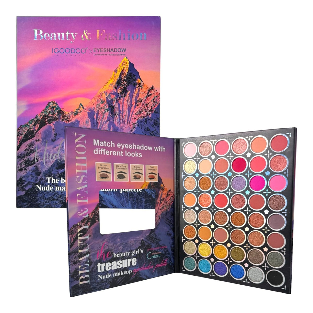 PALETA DE SOMBRAS X48 TONOS BEAUTY & FASHION NUDE MONTAÑA IGOODCO