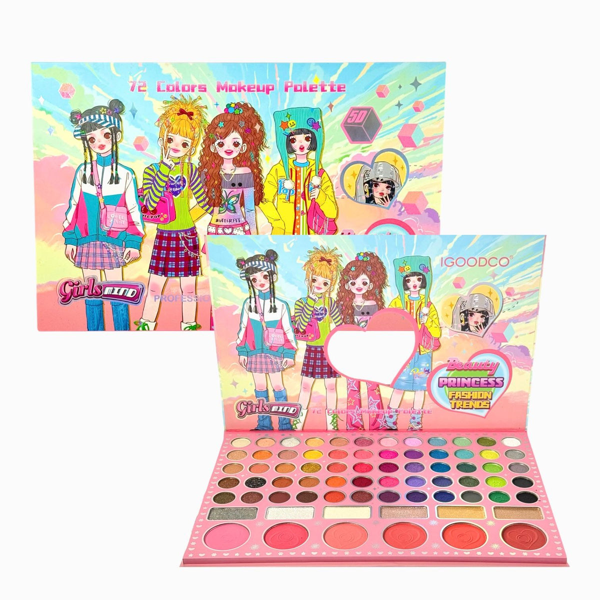 PALETA DE SOMBRAS X72 TONOS CHICAS HIPPIES IGOODCO
