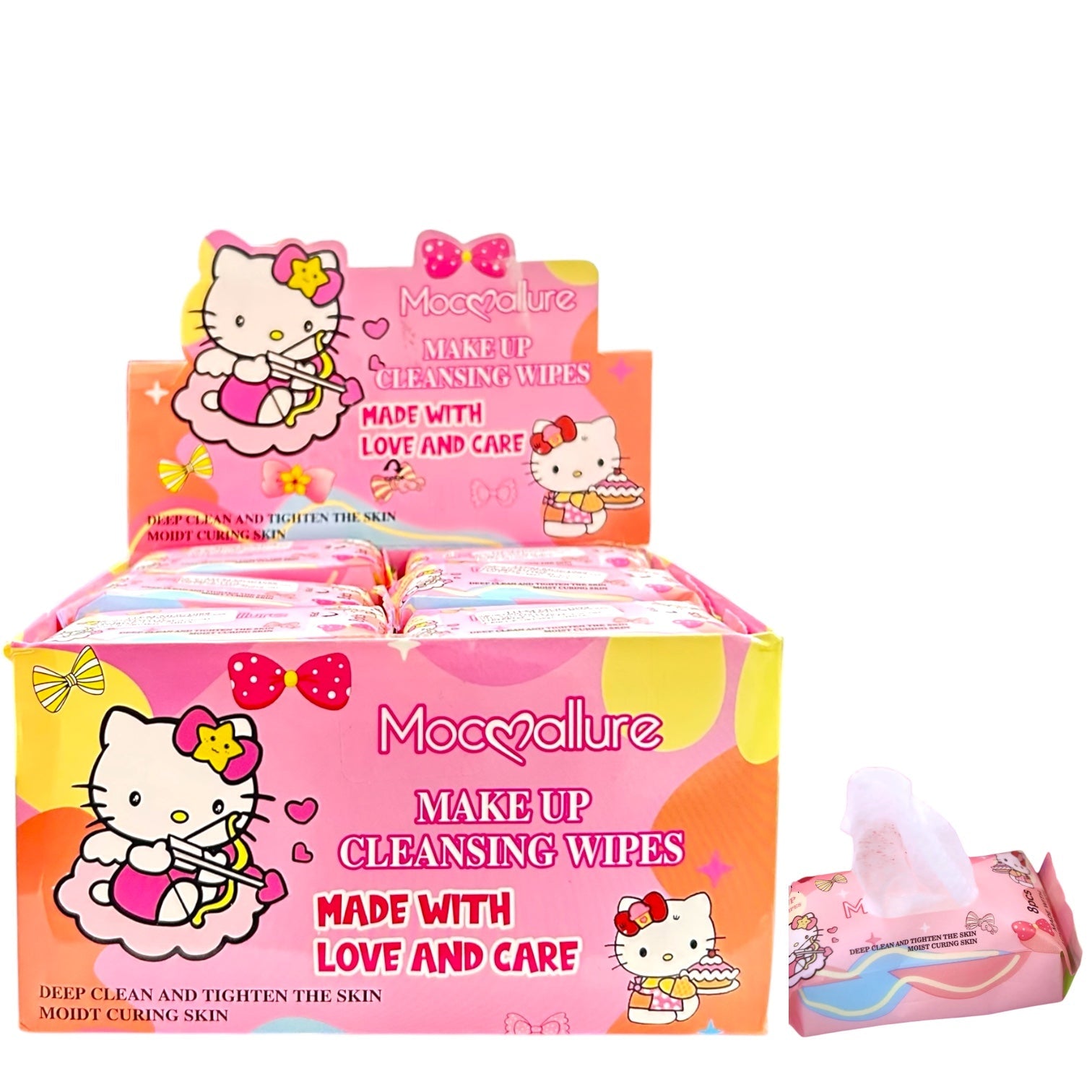 BOLSITA DE PAÑITOS DESMQUILLANTES DE HELLO KITTY X8 MOCALLURE