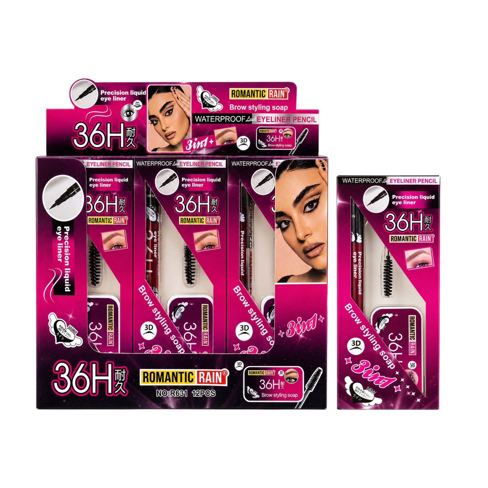 SET 3EN1 JABON DE CEJAS DELINEADOR 36H ROMANTIC RAIN