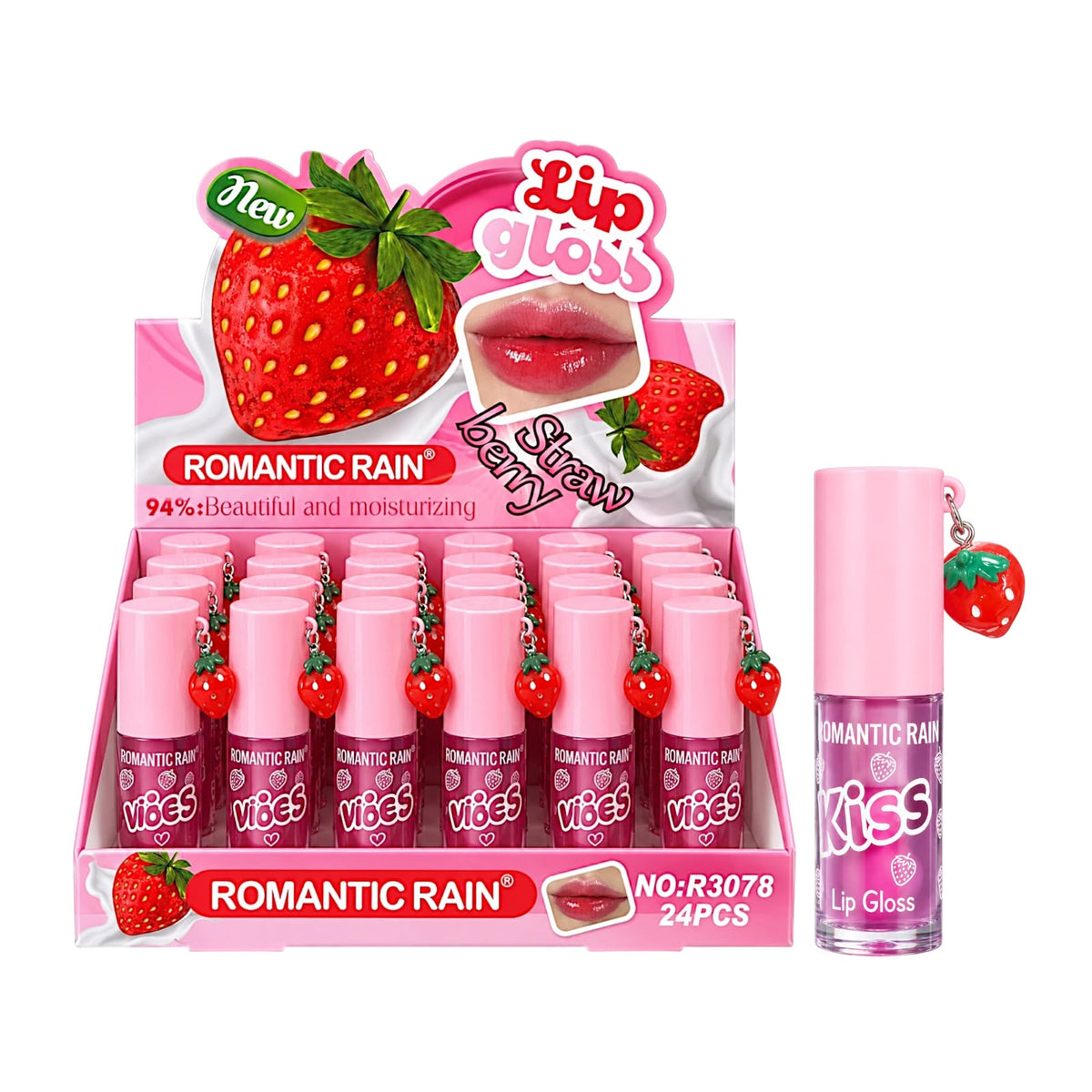 BRILLO MAGICO KISS FRESA LLAVERO 6ML ROMANTIC RAIN