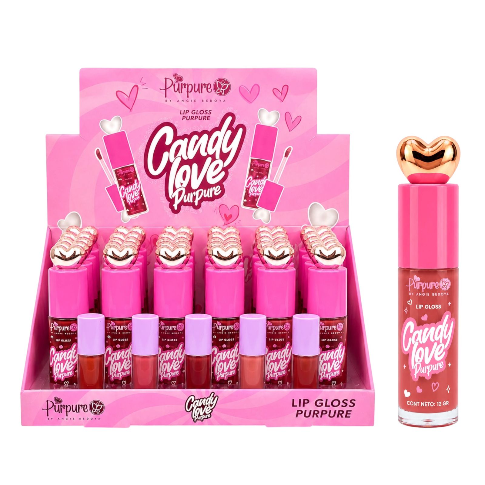BRILLO GLOSS CON COLOR CANDY LOVE TAPA CORAZON PURPURE