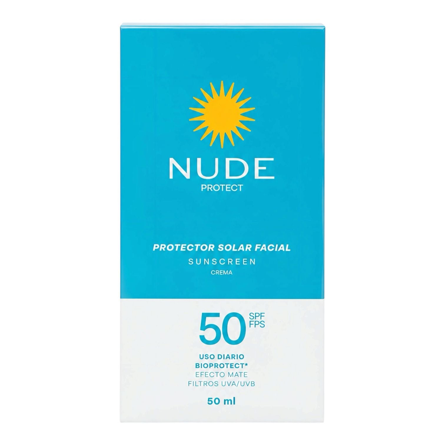 PROTECTOR SOLAR FACIAL SPF50 EFECTO MATE SIN COLOR 50ML NUDE