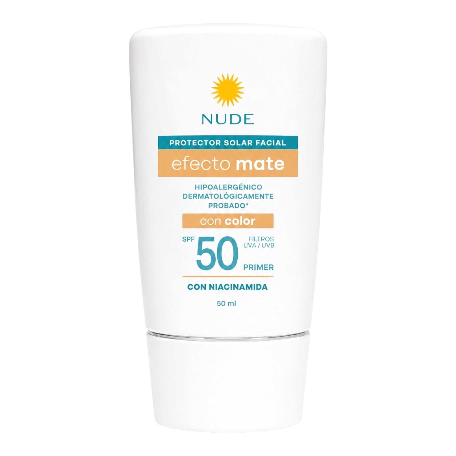 PROTECTOR SOLAR FACIAL SPF50 EFECTO MATE CON COLOR 50ML NUDE