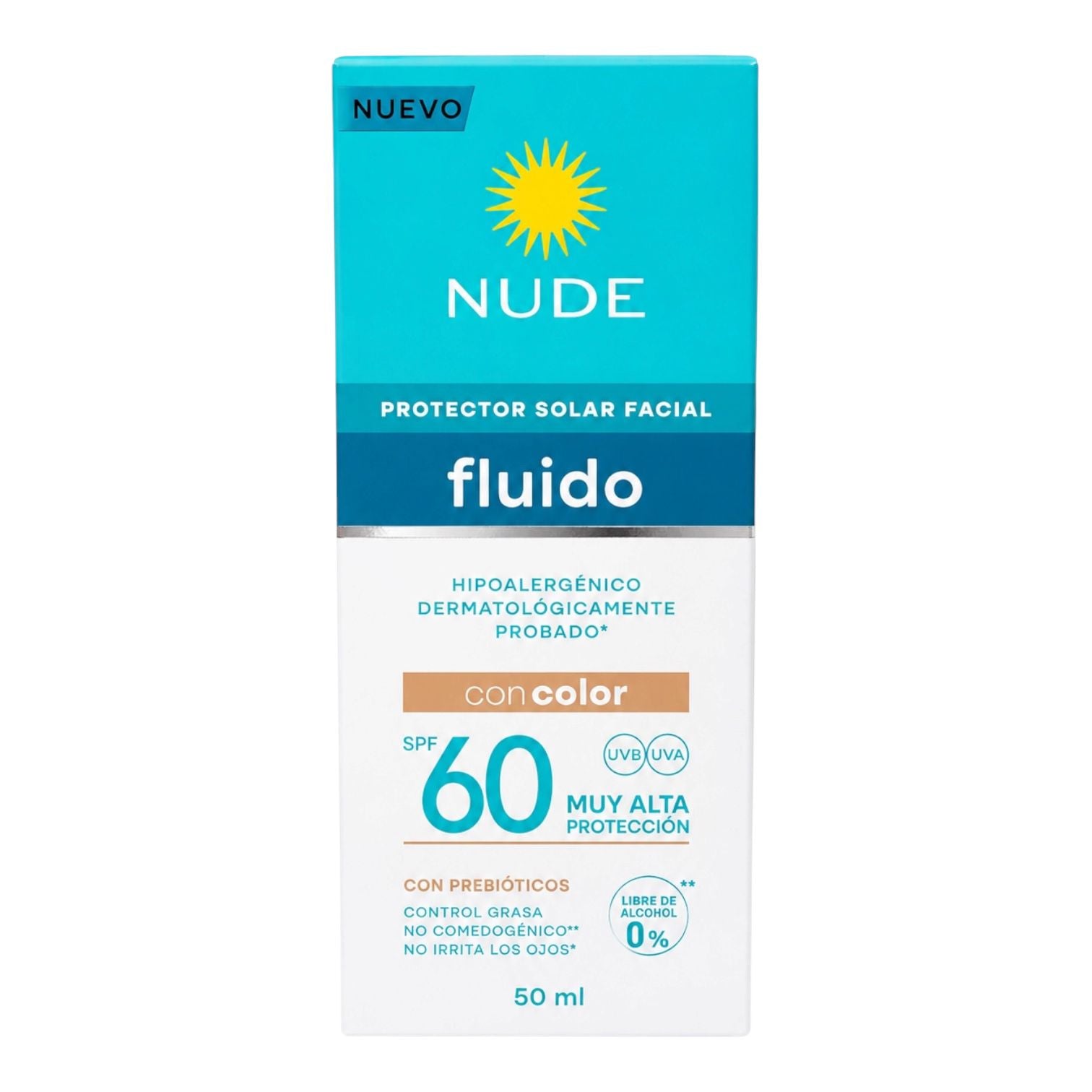 PROTECTOR SOLAR FACIAL SPF60 FLUIDO CON COLOR 50ML NUDE