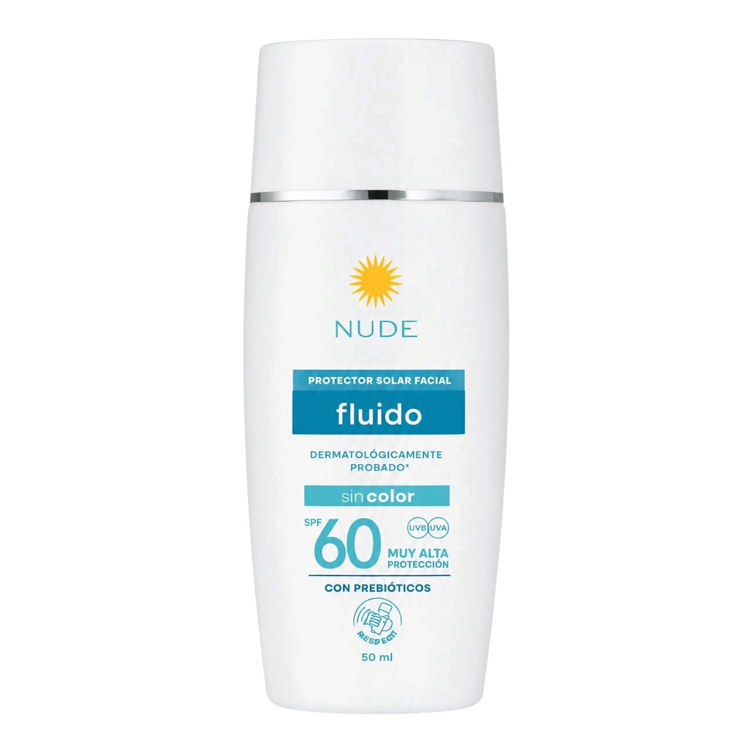PROTECTOR SOLAR FACIAL SPF60 FLUIDO SIN COLOR 50ML NUDE