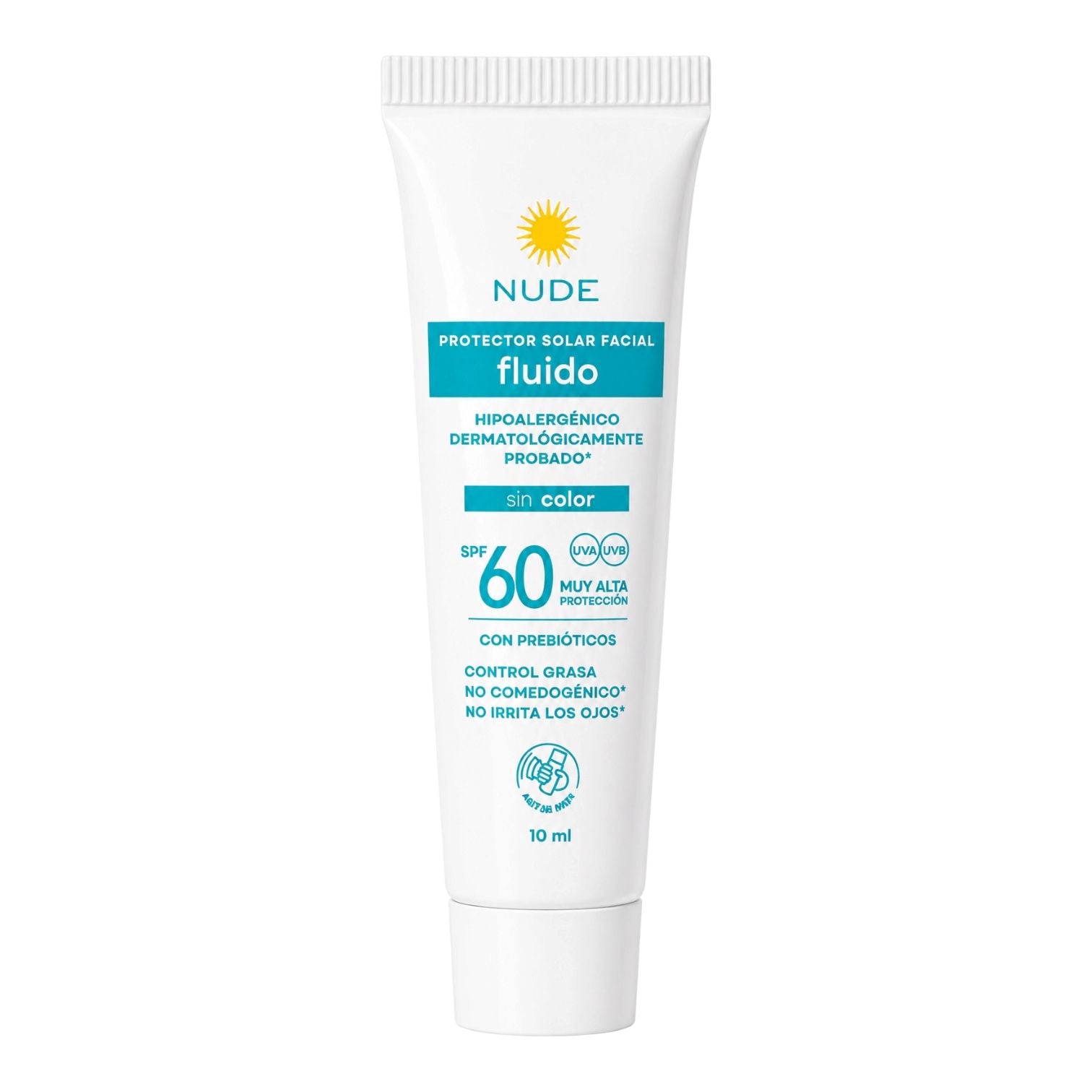 PROTECTOR SOLAR FACIAL SPF60 FLUIDO SIN COLOR 10ML NUDE