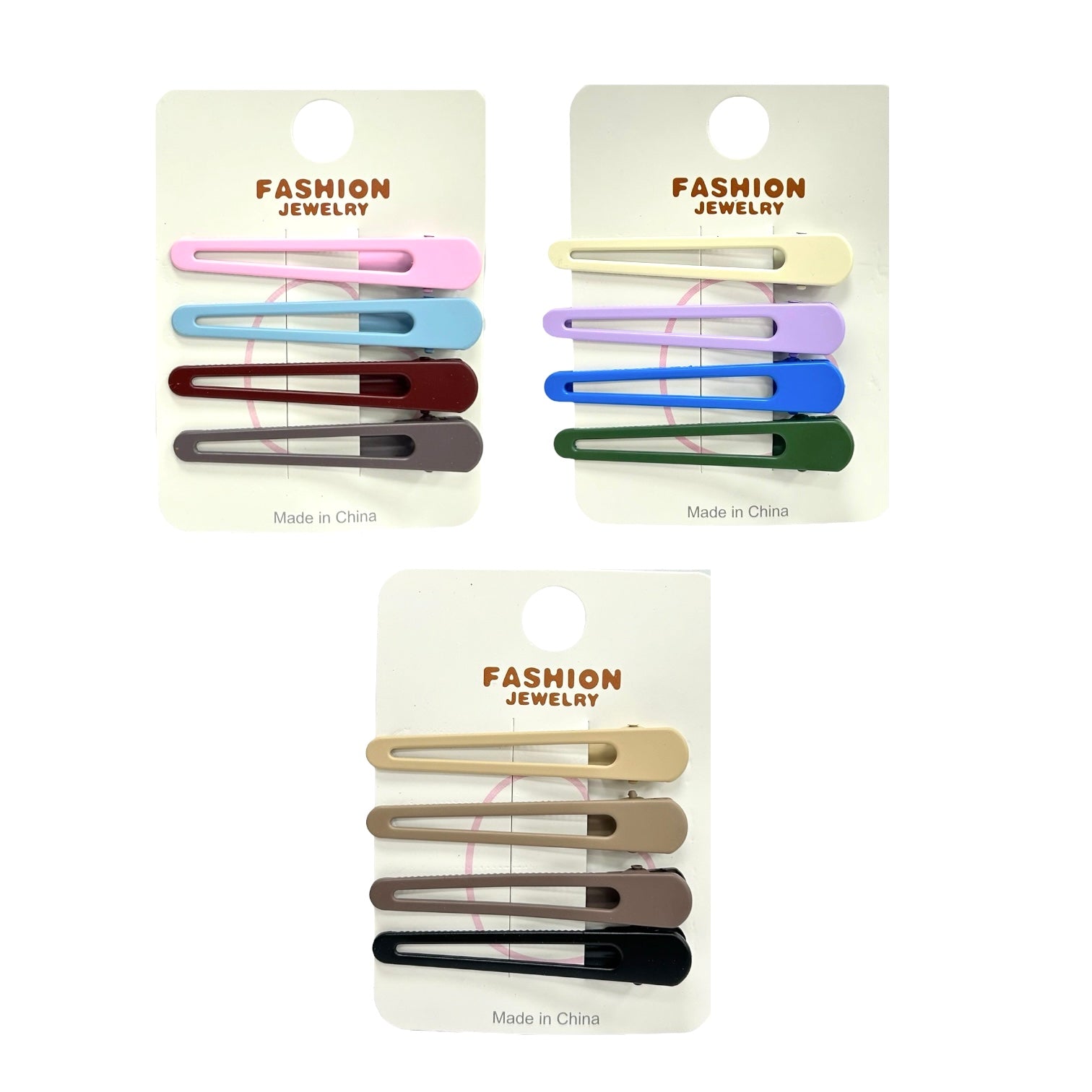 PINZAS X4 COLORES CARTON FASHION JEWELRY