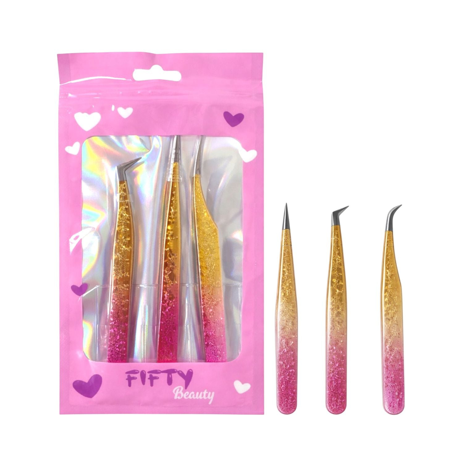 KIT X3 PINZAS PARA PESTAÑAS FIFTY