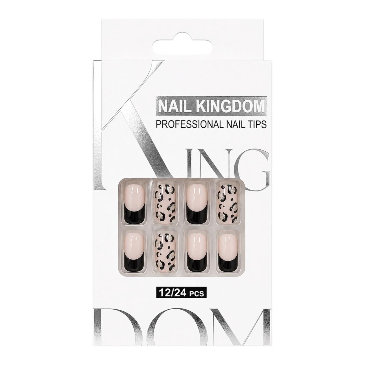 SET X12 UÑAS CORTAS PRESS ON DECORADAS NAIL KINGDOM
