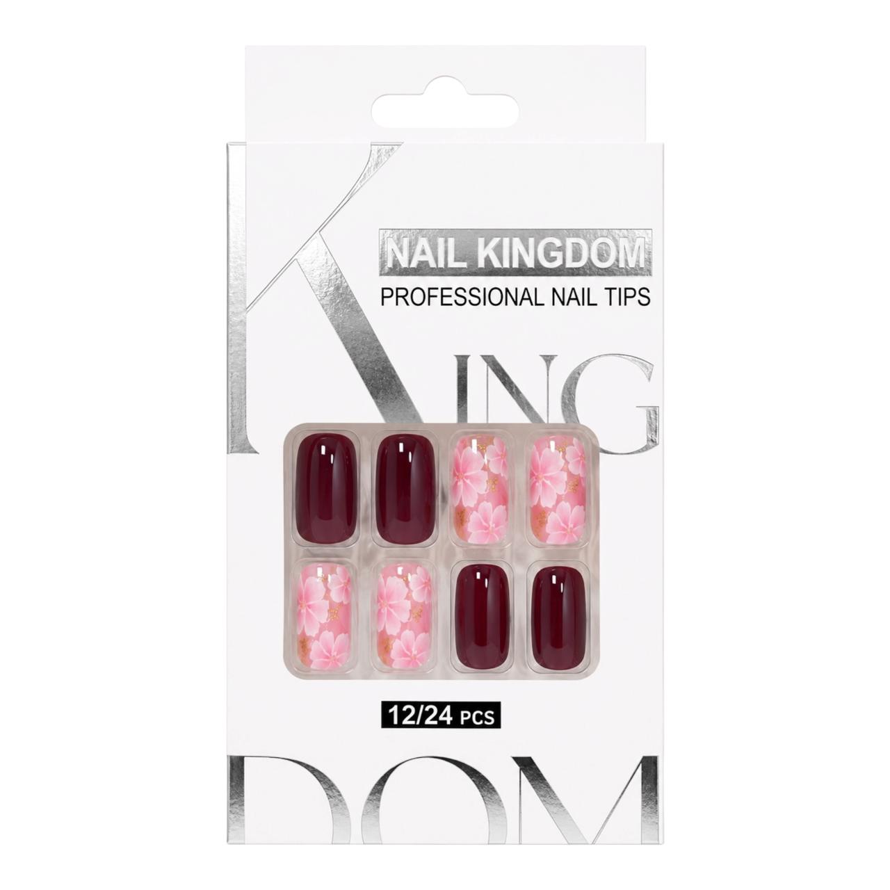 SET X12 UÑAS CORTAS PRESS ON DECORADAS NAIL KINGDOM