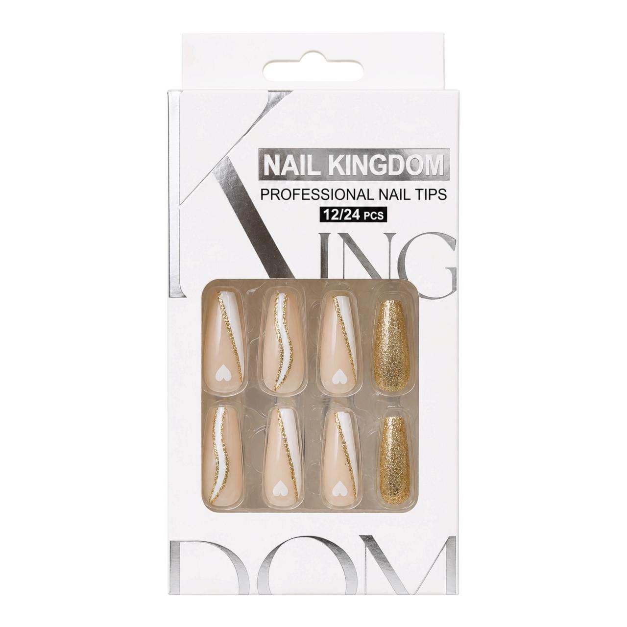 SET X12 UÑAS LARGAS PRESS ON DECORADAS NAIL KINGDOM