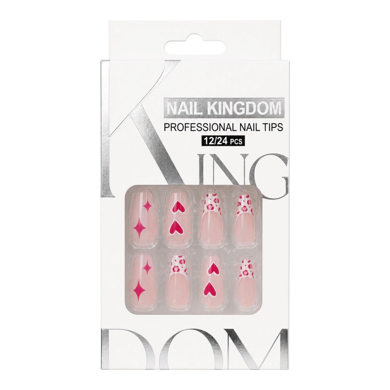 SET X12 UÑAS LARGAS PRESS ON DECORADAS NAIL KINGDOM