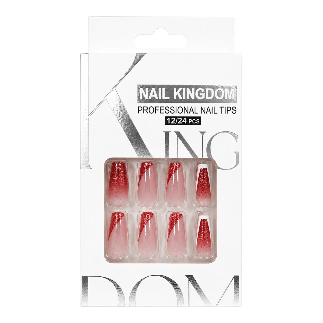 SET X12 UÑAS LARGAS PRESS ON DECORADAS NAIL KINGDOM