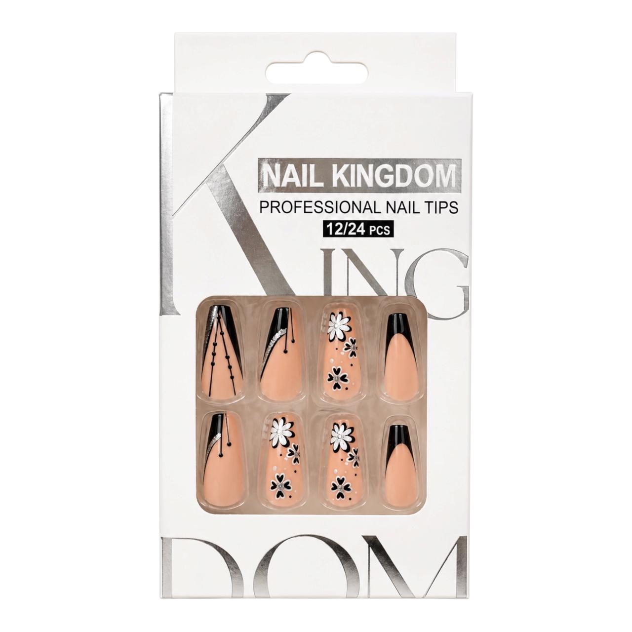 SET X12 UÑAS LARGAS PRESS ON DECORADAS NAIL KINGDOM