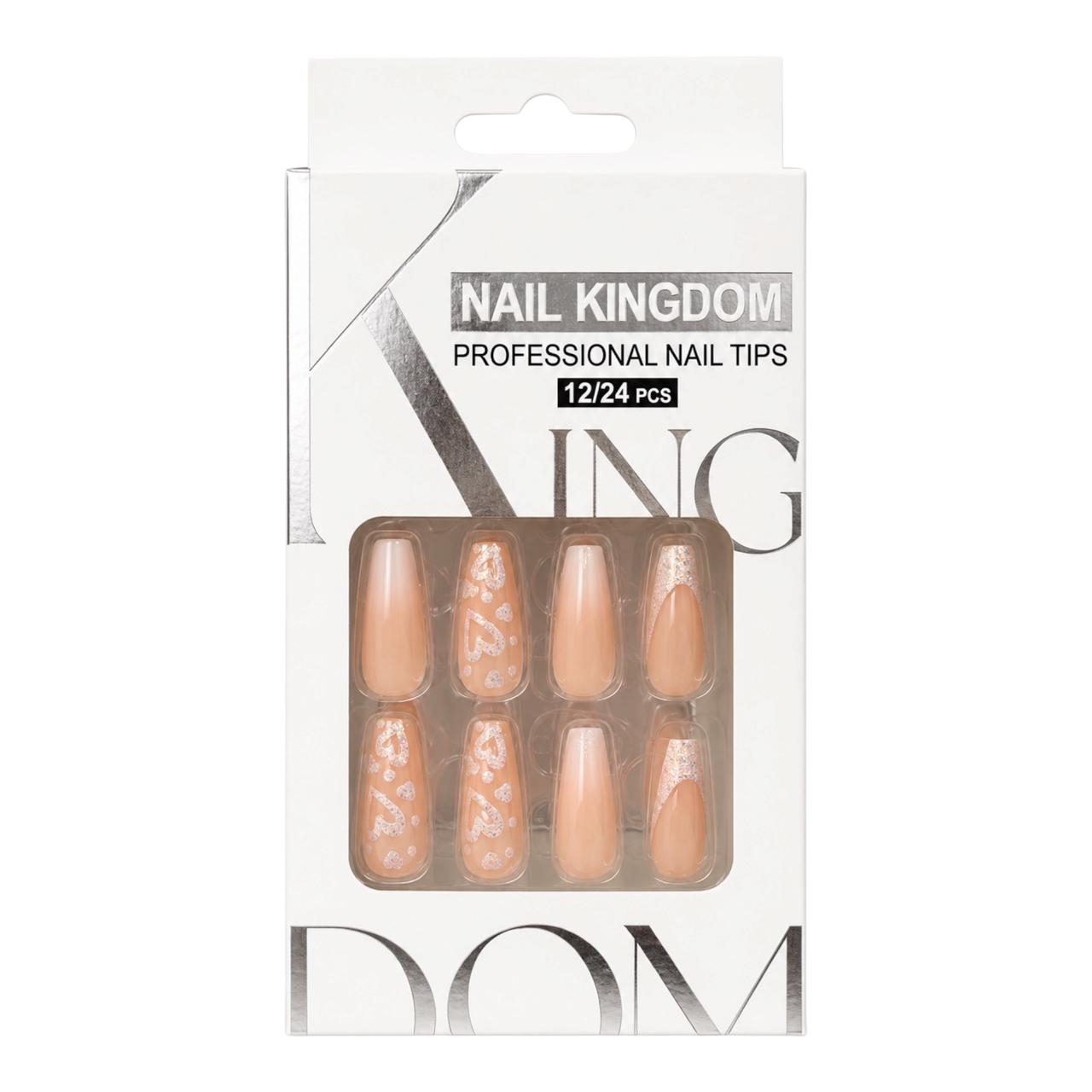SET X12 UÑAS LARGAS PRESS ON DECORADAS NAIL KINGDOM