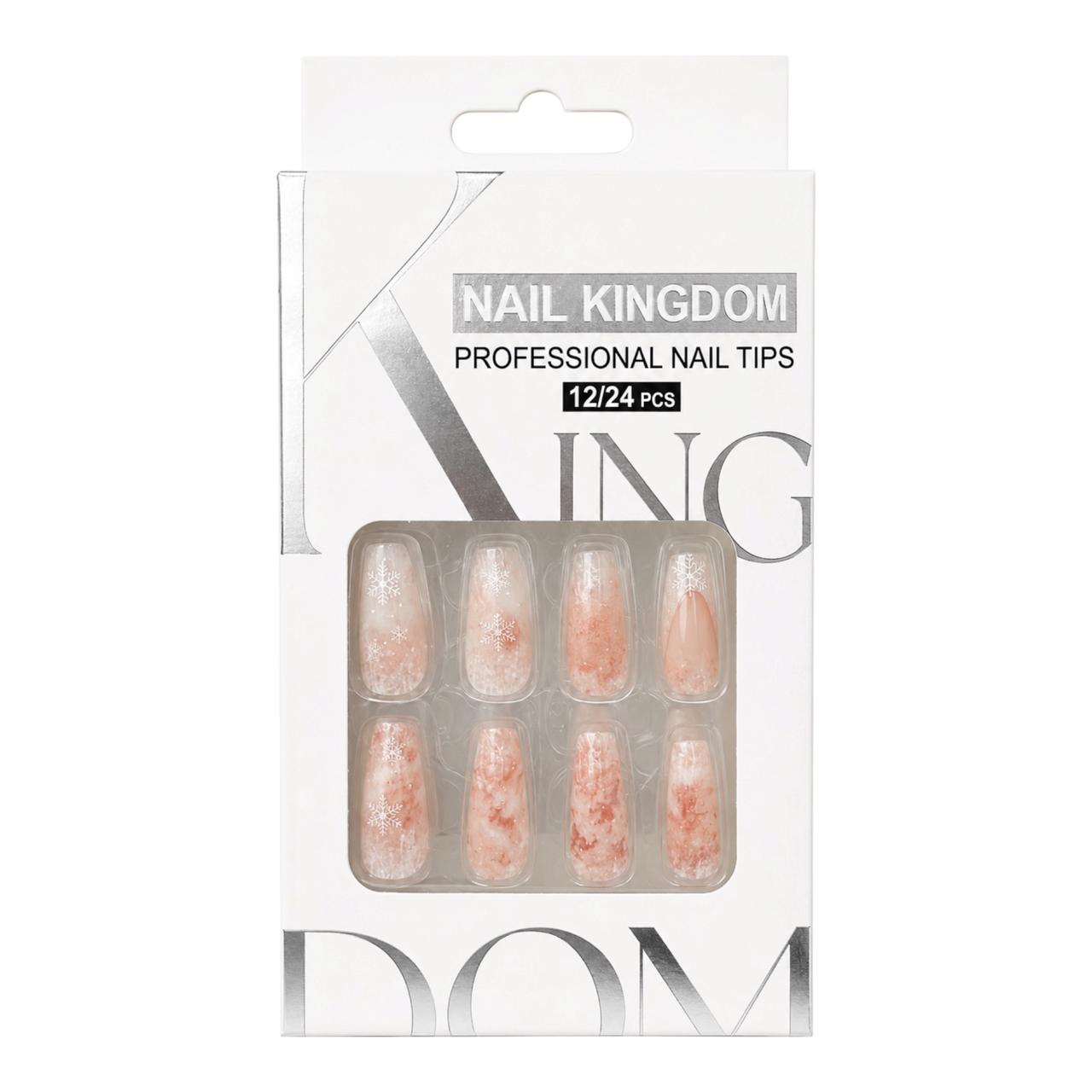 SET X12 UÑAS LARGAS PRESS ON DECORADAS NAIL KINGDOM