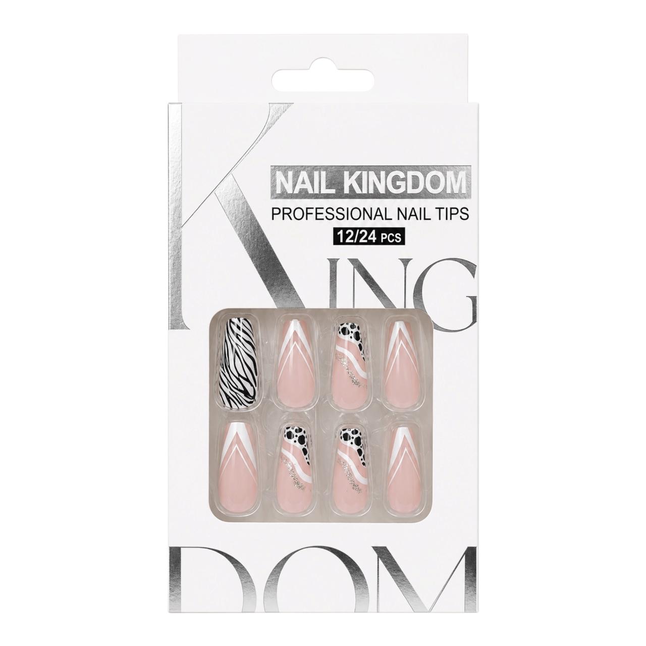 SET X12 UÑAS LARGAS PRESS ON DECORADAS NAIL KINGDOM