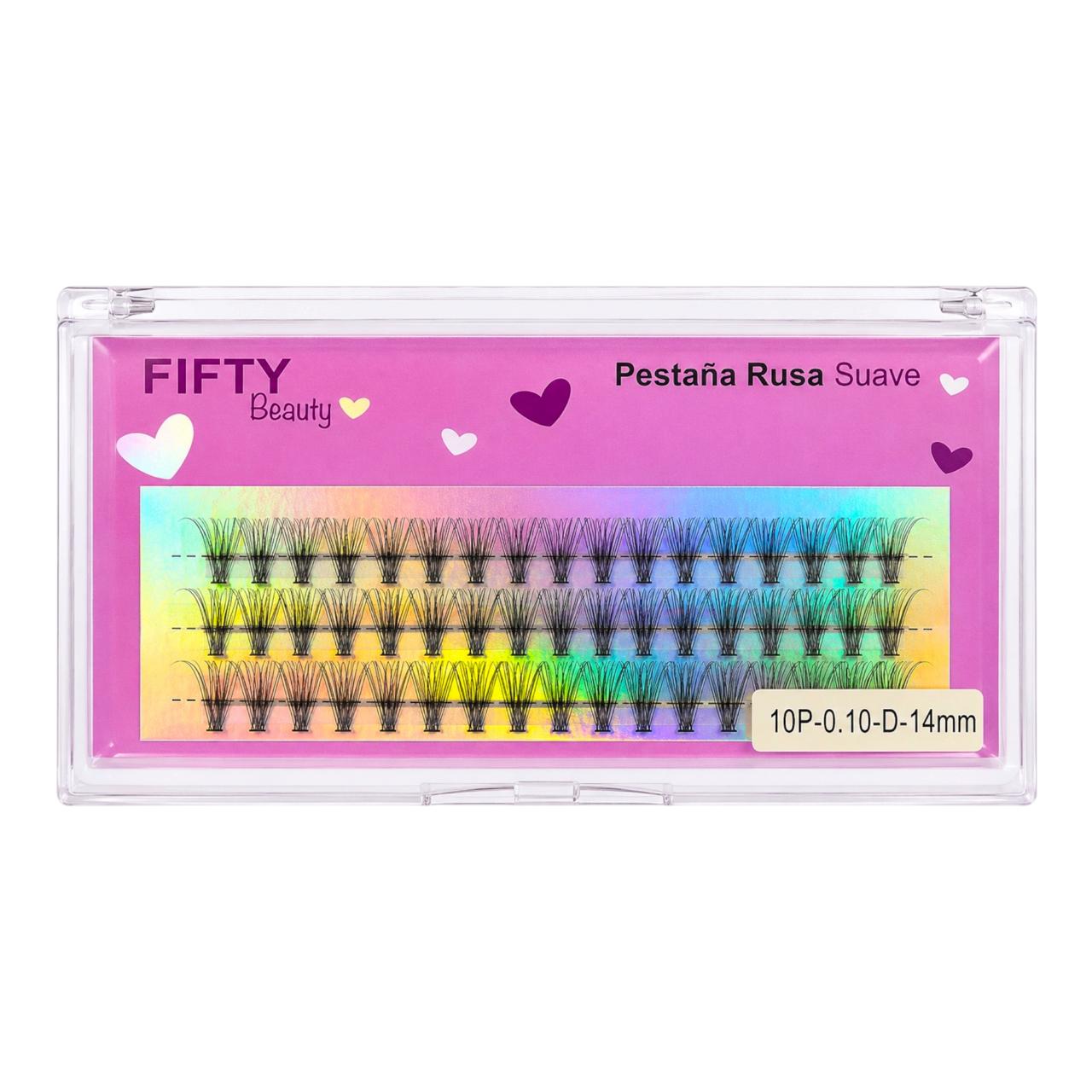 PESTAÑAS EFECTO RUSO 10P-0.10-D-14MM FIFTY