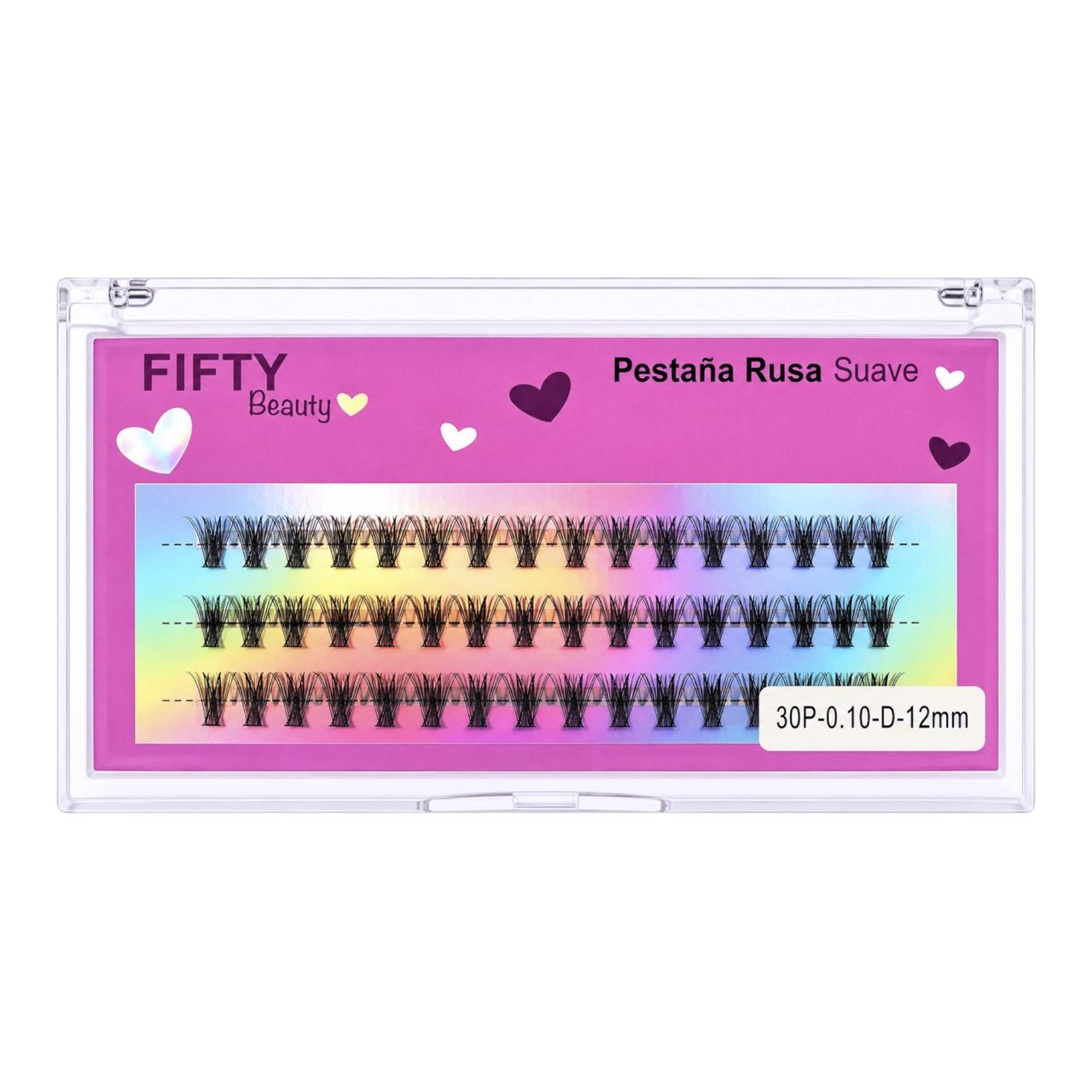 PESTAÑAS EFECTO RUSO 30P-0.10-D-12MM FIFTY