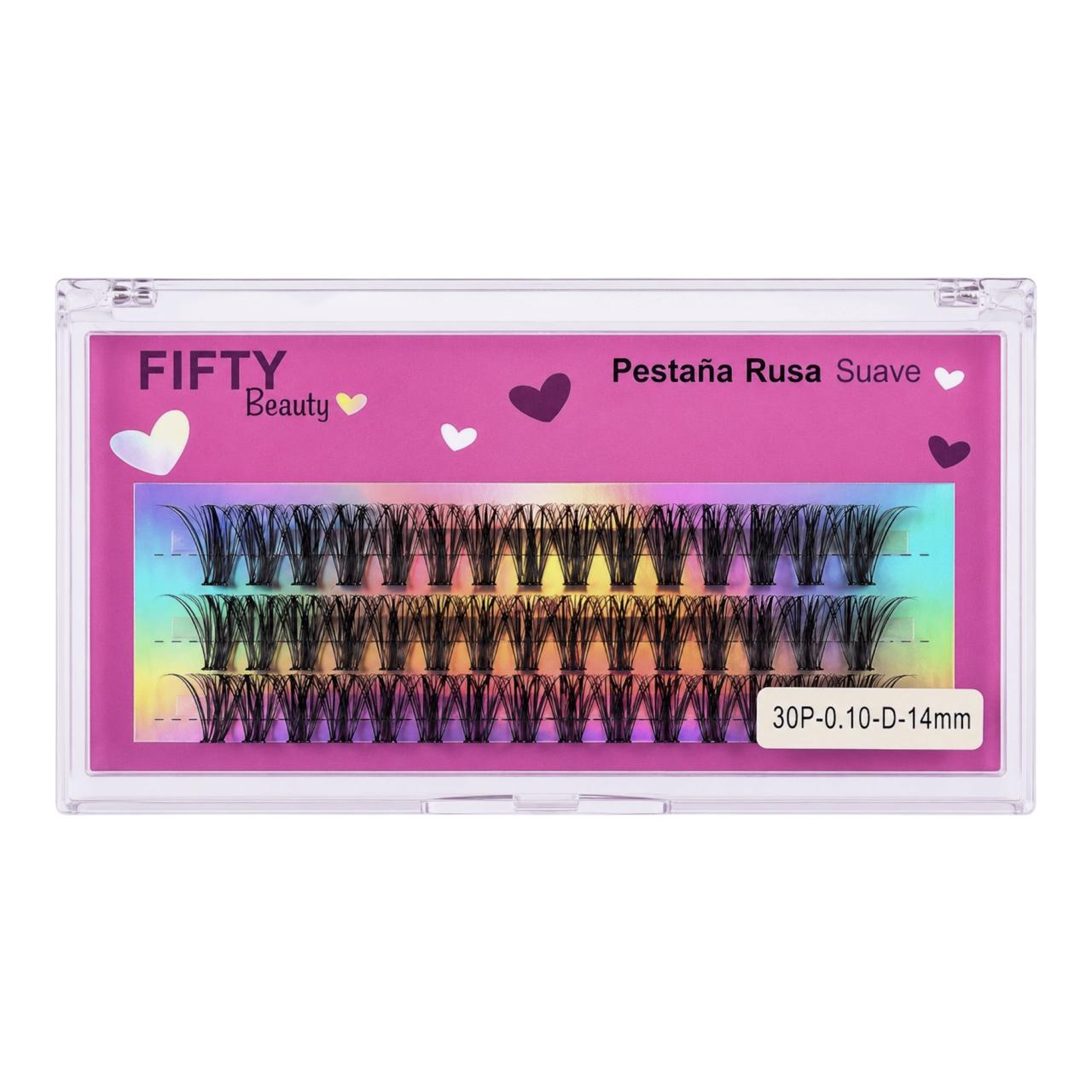 PESTAÑAS EFECTO RUSO 30P-0.10-D-14MM FIFTY