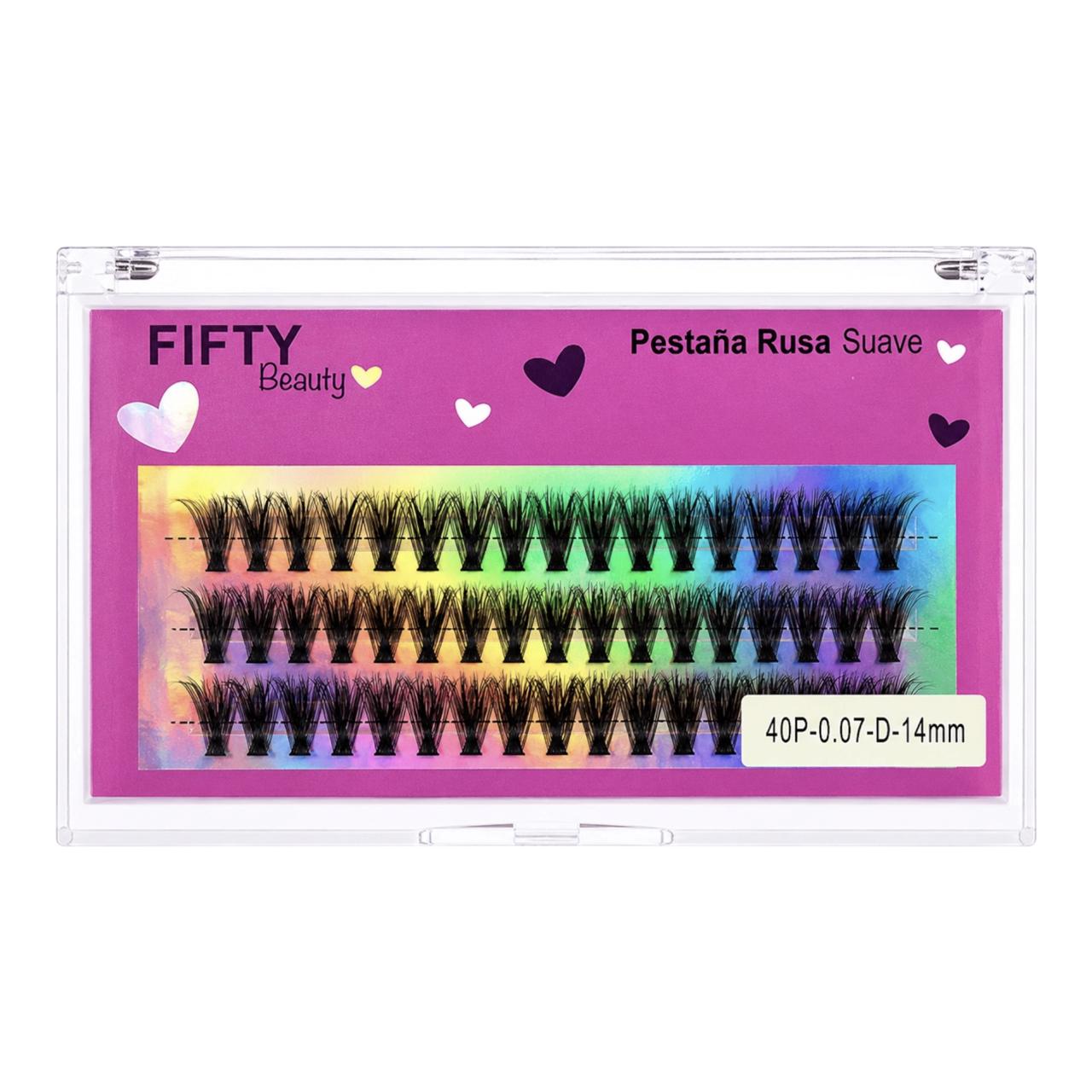 PESTAÑAS EFECTO RUSO 40P-0.07-D-14MM FIFTY