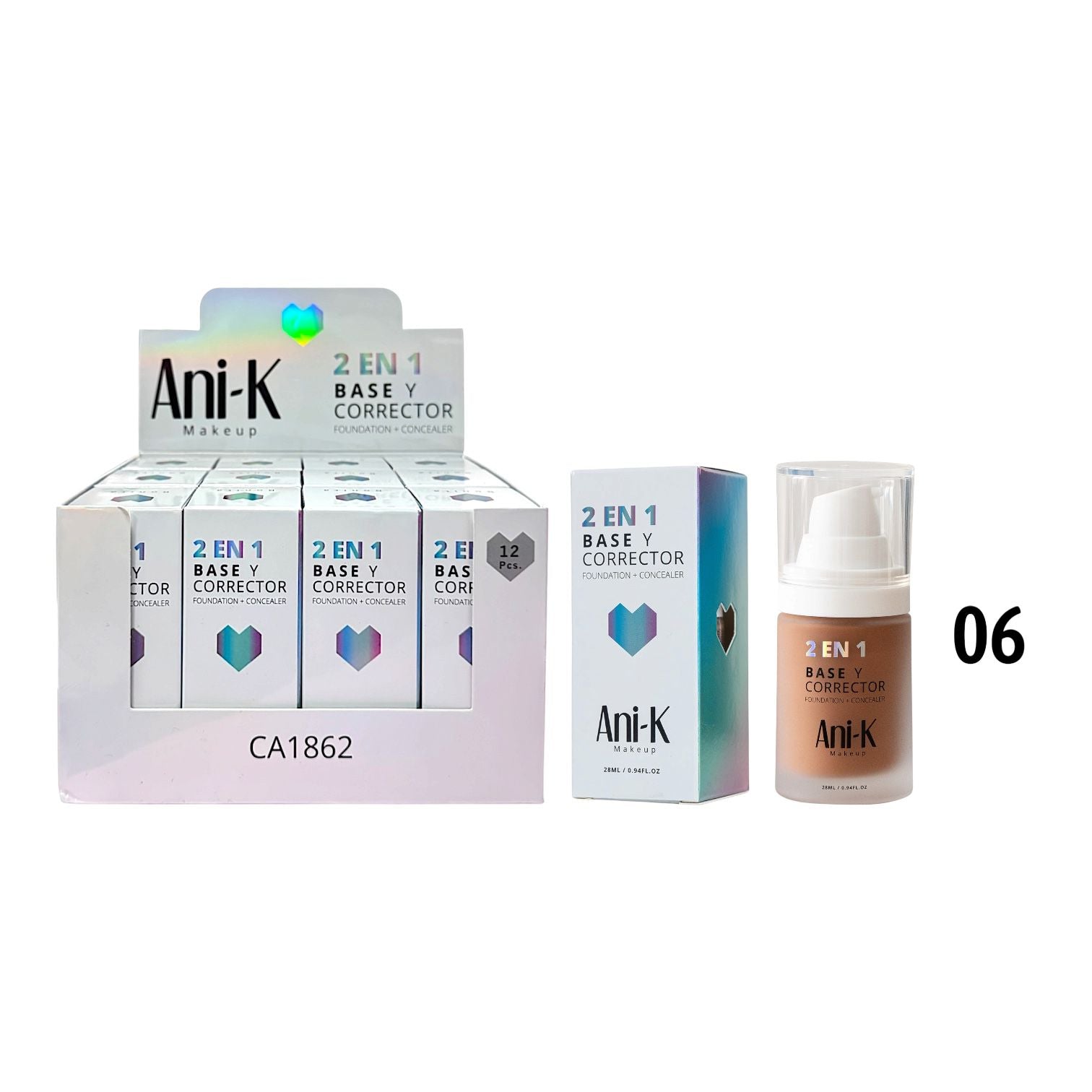 BASE Y CORRECTOR 2EN1 BONITA TONO 06 NAOMI 28ML ANI-K MAKEUP
