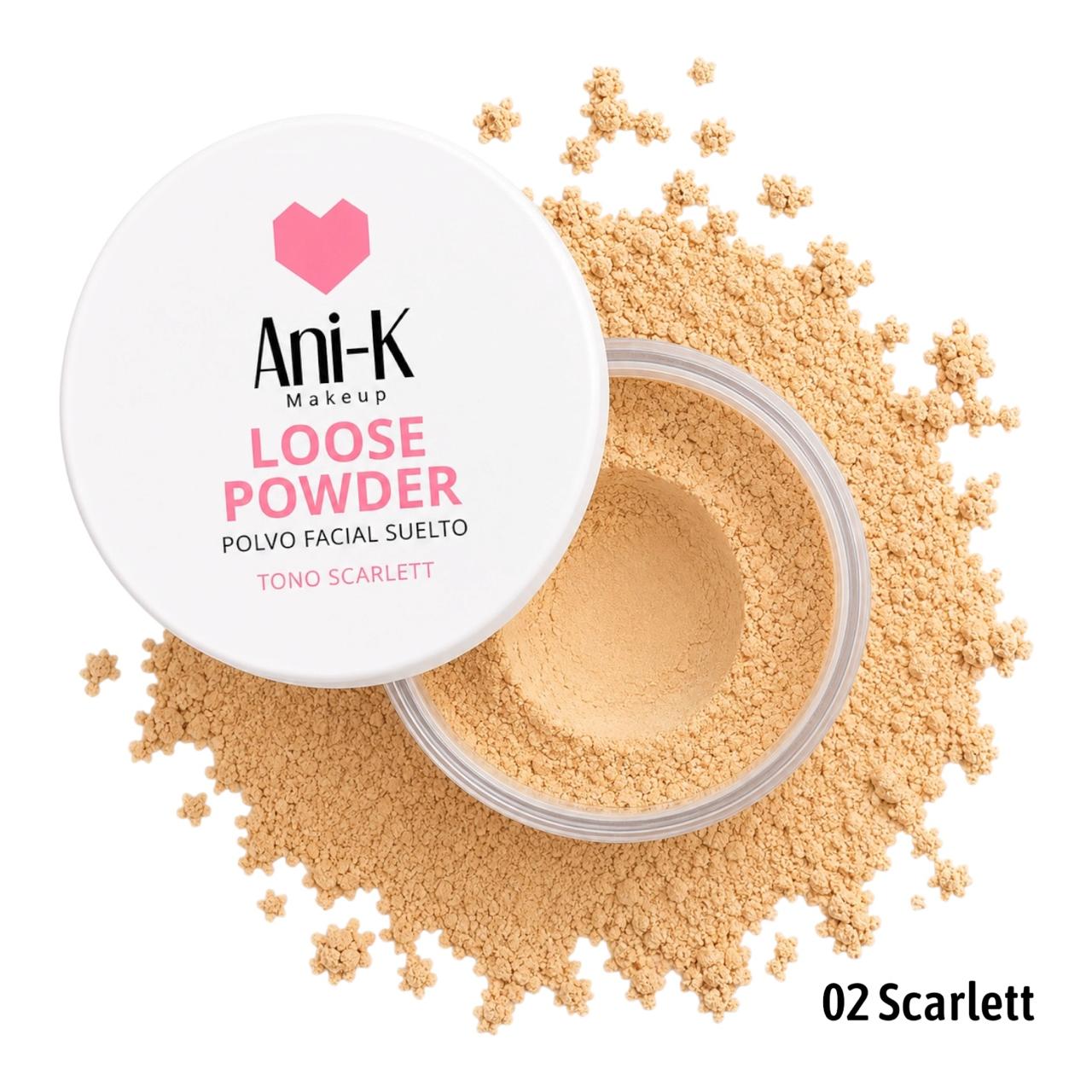 POLVO FACIAL SUELTO TONO 02 SCARLETT ANI-K MAKEUP