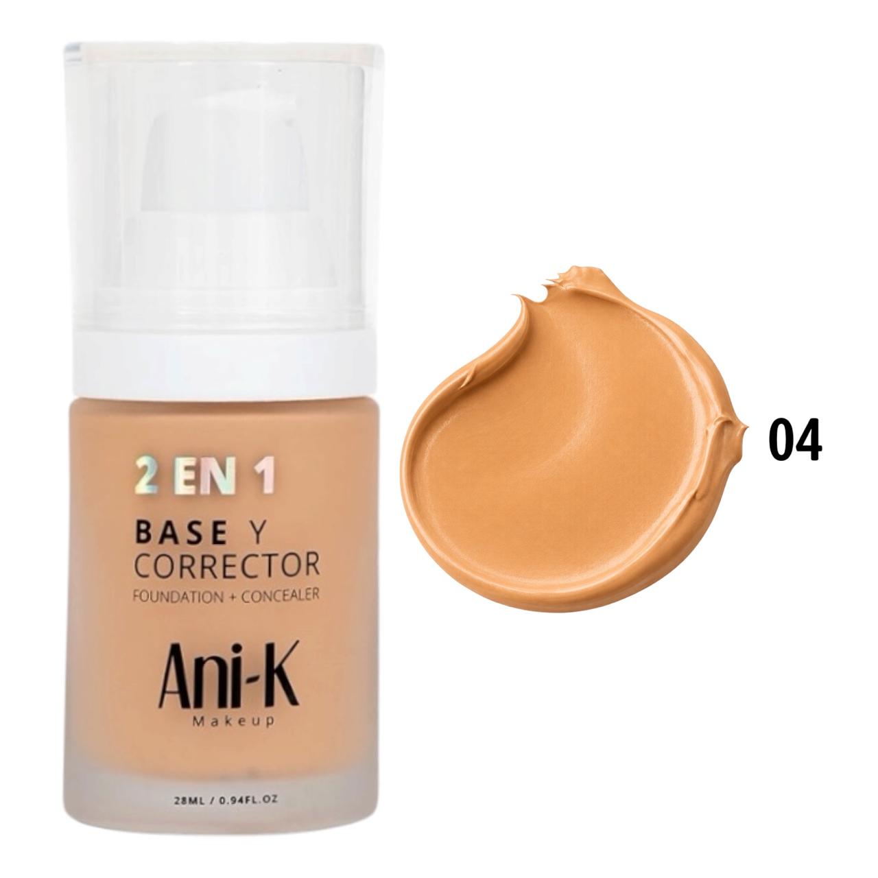 BASE Y CORRECTOR 2EN1 BONITA TONO 04 SELENA 28ML ANI-K MAKEUP
