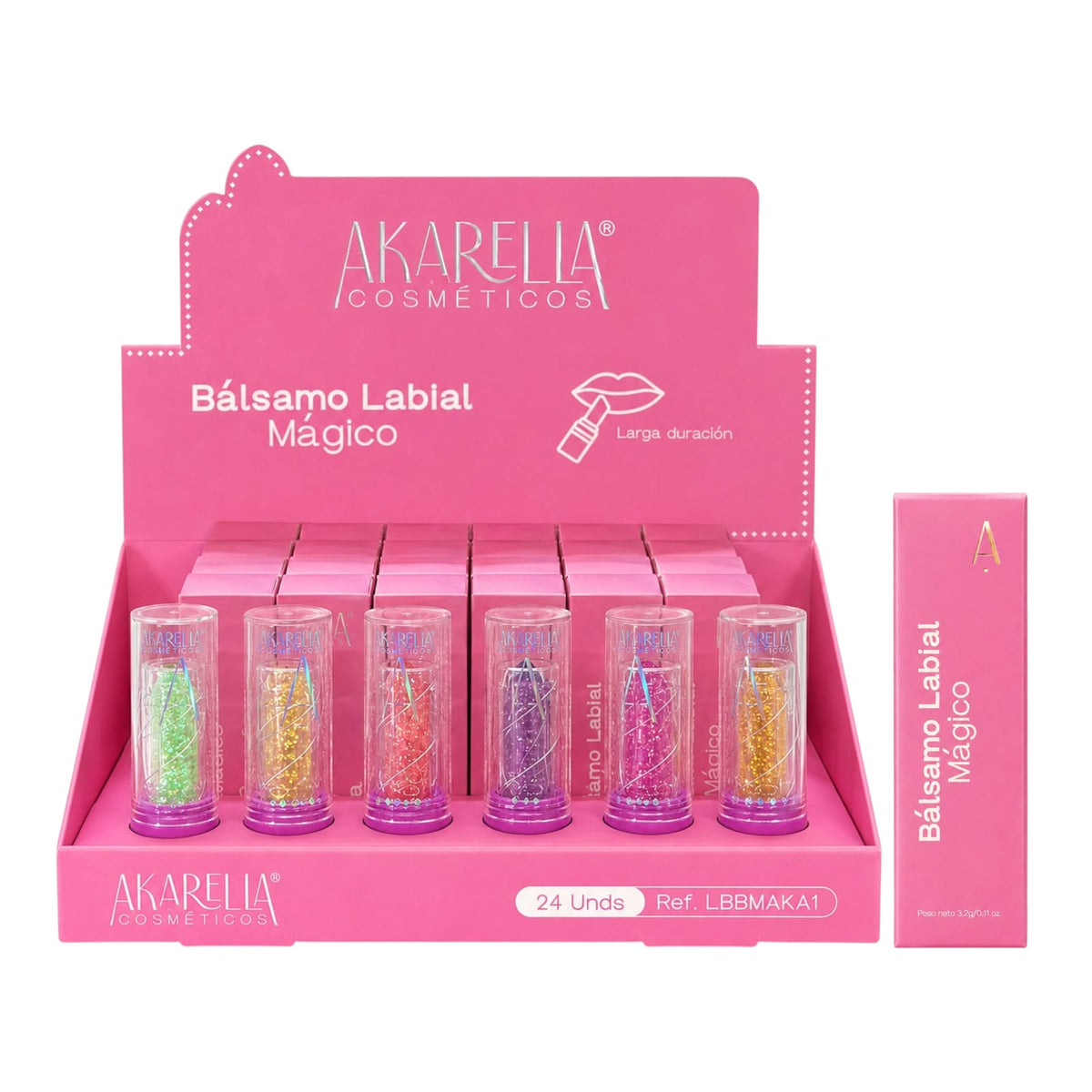 BALSAMO LABIAL MAGICO COLORES ESCARCHADO AKARELLA