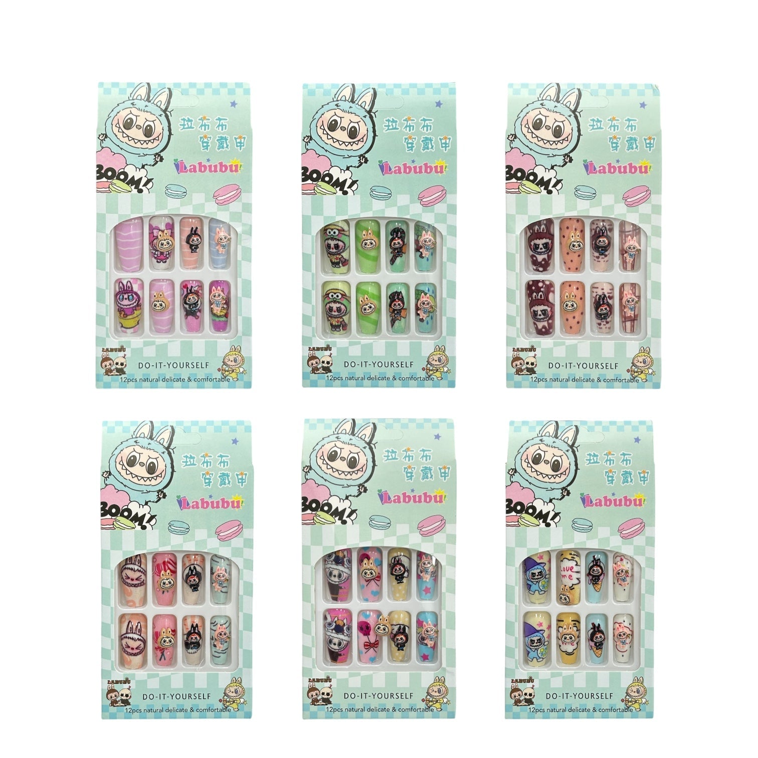 SET X12 UÑAS 3D LABUBU
