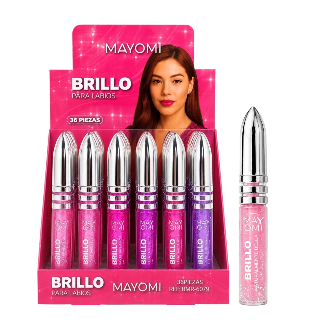 BRILLO GLOSS ESCARCHADO NATURALMENTE BELLA TAPA PLATEADA 2.6ML MAYOMI