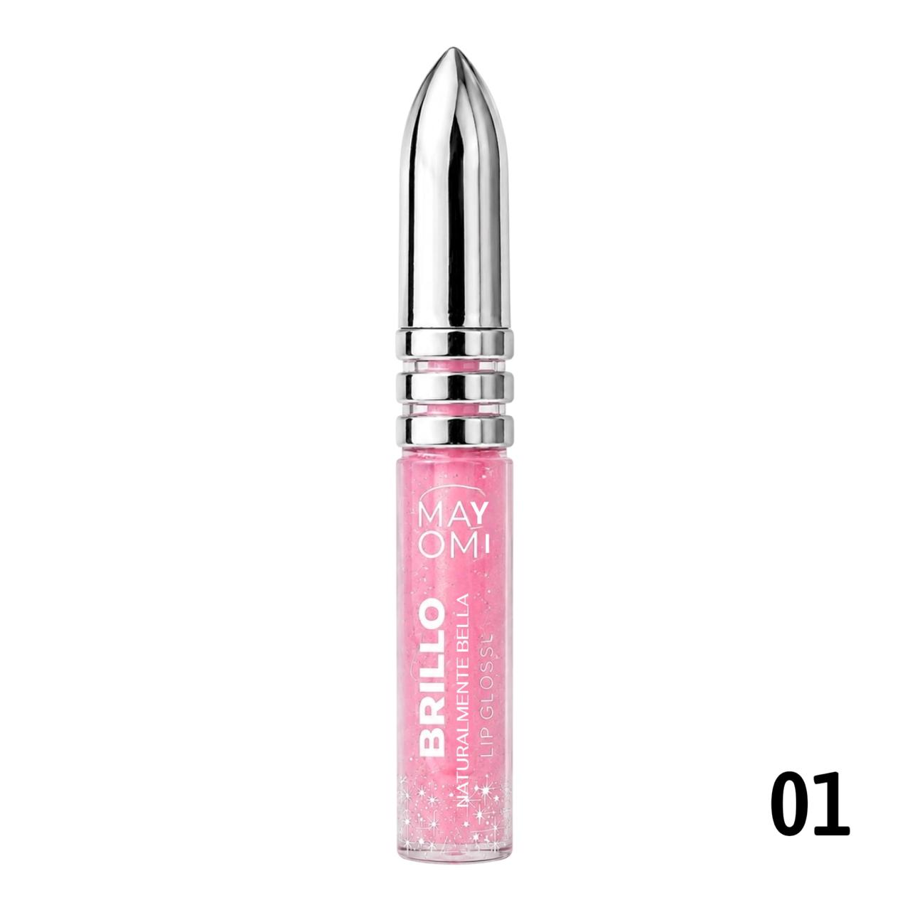BRILLO GLOSS ESCARCHADO NATURALMENTE BELLA TAPA PLATEADA 2.6ML MAYOMI