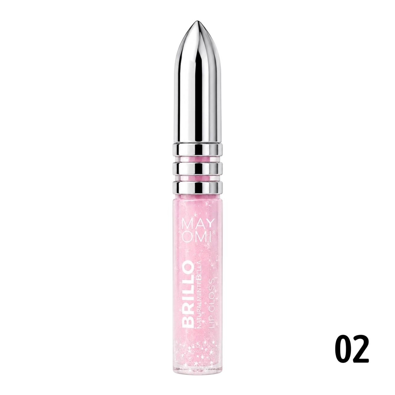 BRILLO GLOSS ESCARCHADO NATURALMENTE BELLA TAPA PLATEADA 2.6ML MAYOMI