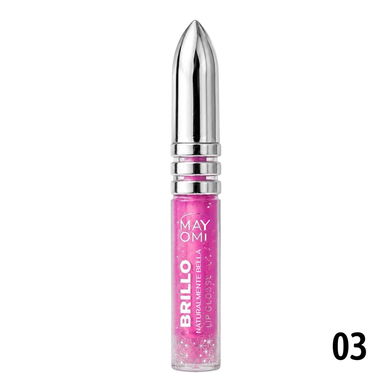 BRILLO GLOSS ESCARCHADO NATURALMENTE BELLA TAPA PLATEADA 2.6ML MAYOMI