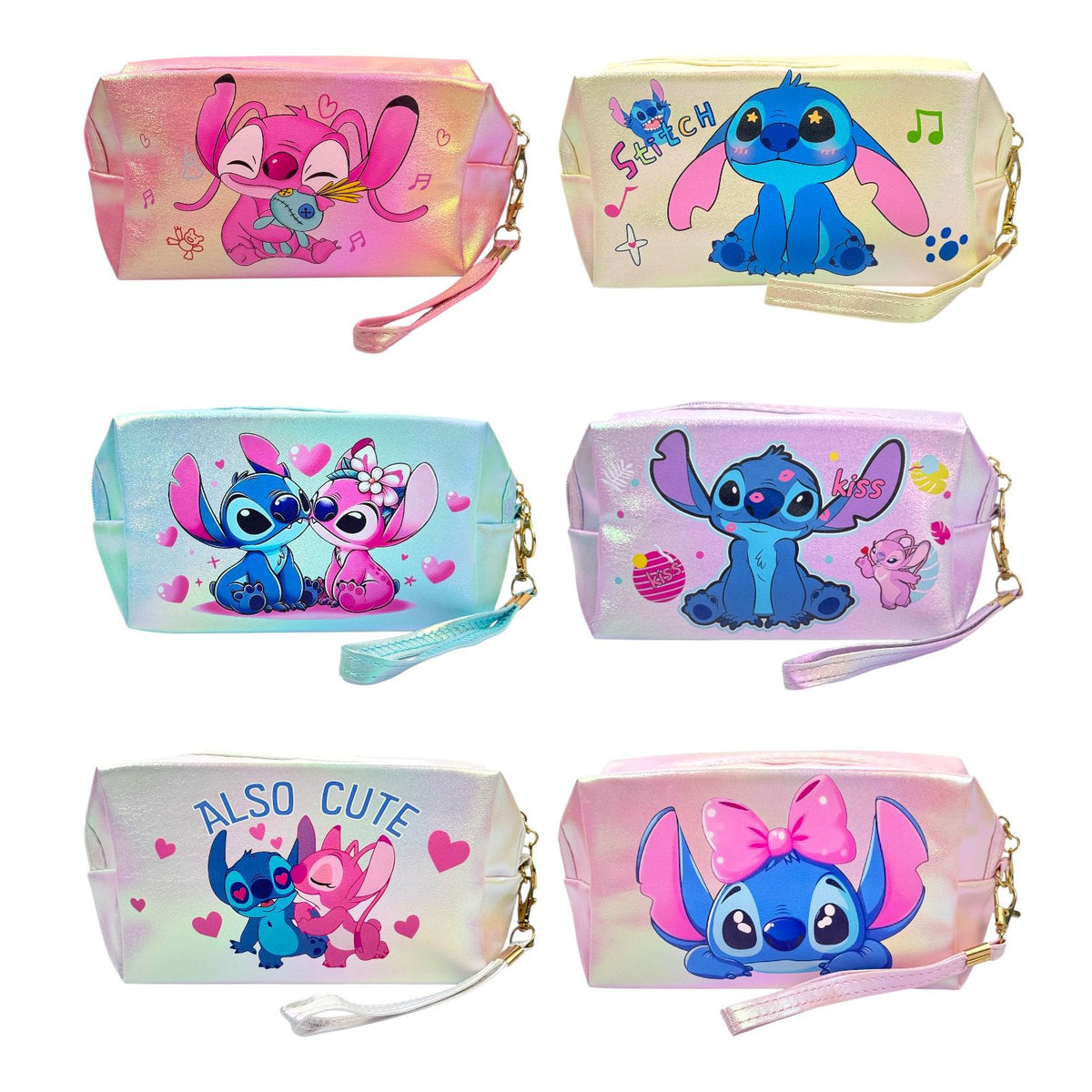 COSMETIQUERA HELLO KITTY ESCARCHADA / STITCH TORNASOL