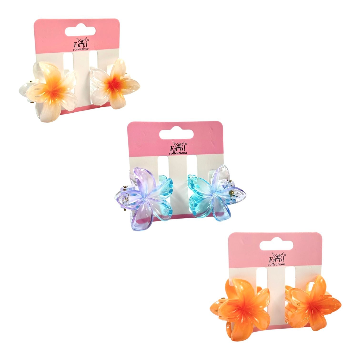 CARTON X2 GANCHOS MINI FLOR MARIPOSA ONDA MOÑO DORADOS PLATEADOS TORNASOL MATTE