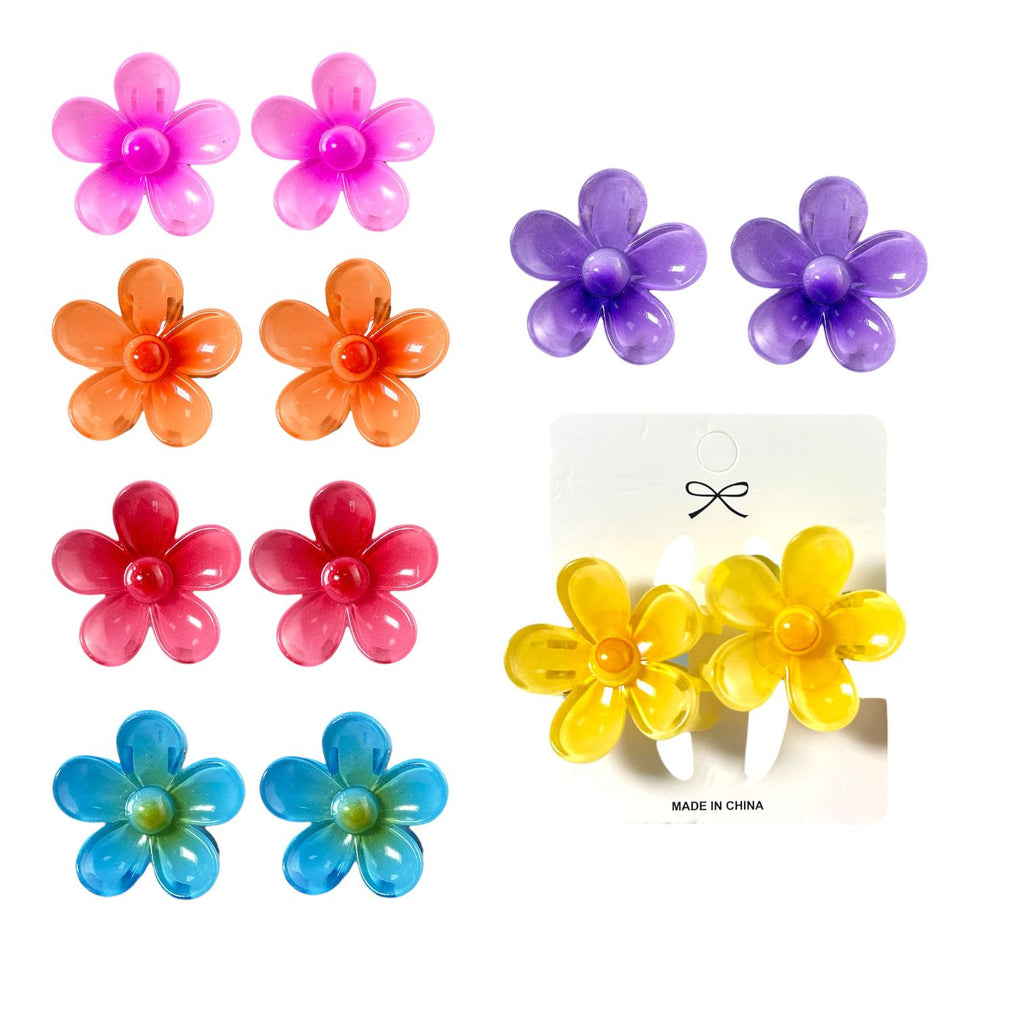 CARTON X2 GANCHOS MINI FLOR MARIPOSA ONDA MOÑO DORADOS PLATEADOS TORNASOL MATTE