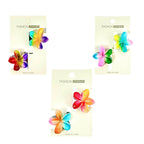 CARTON X2 GANCHOS MINI FLOR MARIPOSA ONDA MOÑO DORADOS PLATEADOS TORNASOL MATTE