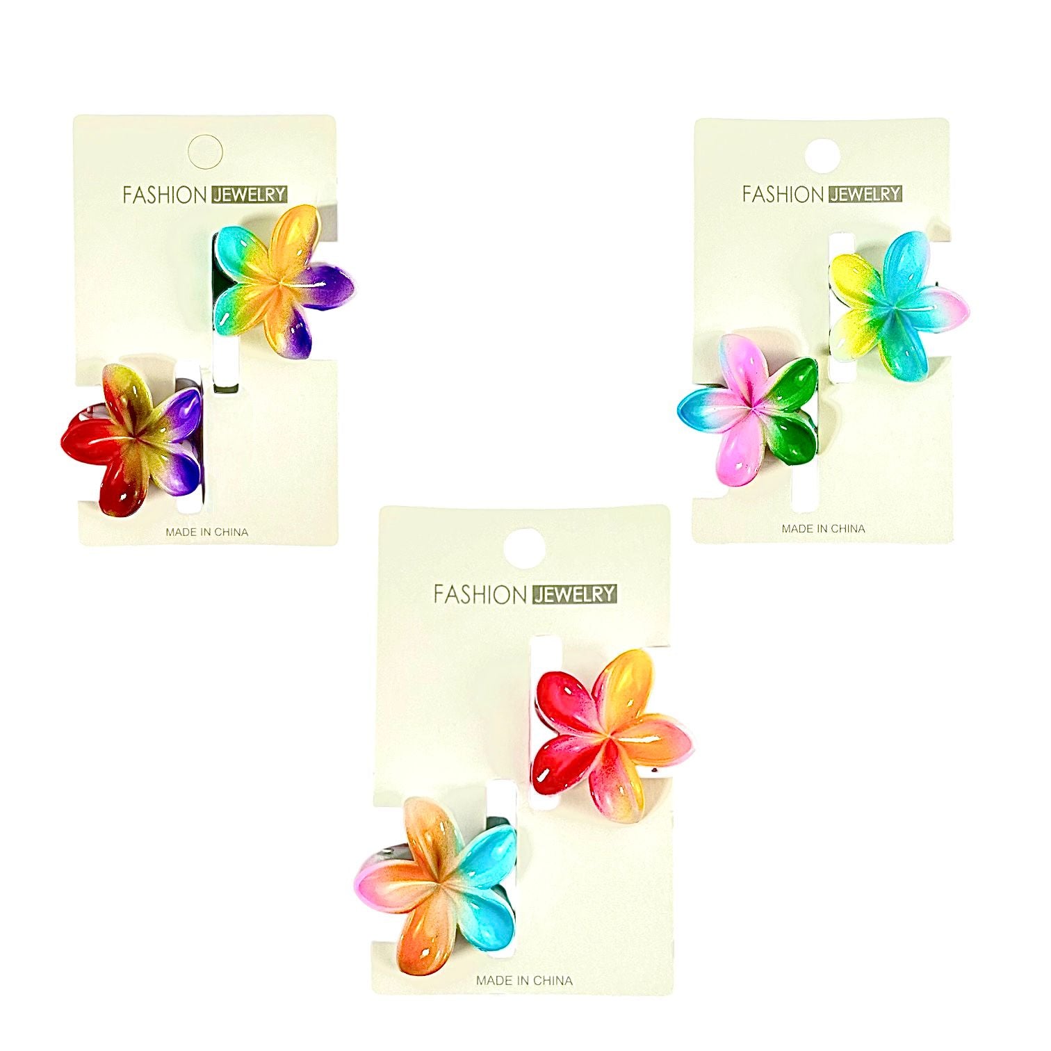 CARTON X2 GANCHOS MINI FLOR MARIPOSA ONDA MOÑO DORADOS PLATEADOS TORNASOL MATTE