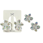 CARTON X2 GANCHOS MINI FLOR MARIPOSA ONDA MOÑO DORADOS PLATEADOS TORNASOL MATTE