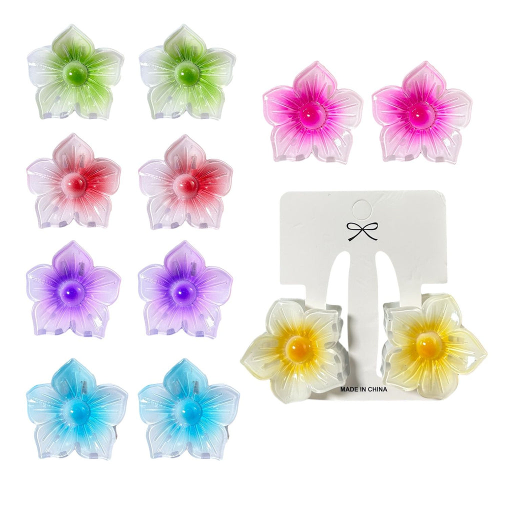 CARTON X2 GANCHOS MINI FLOR MARIPOSA ONDA MOÑO DORADOS PLATEADOS TORNASOL MATTE