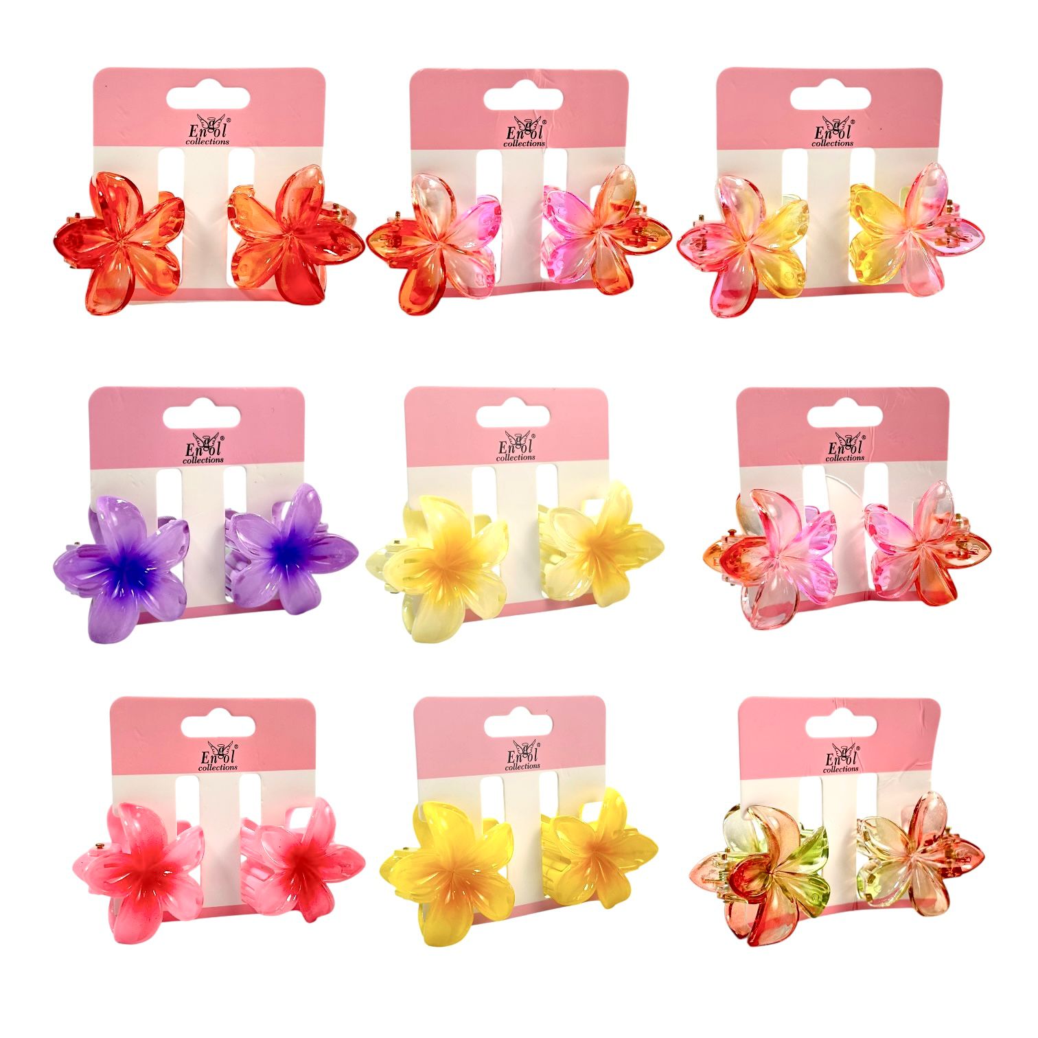 CARTON X2 GANCHOS MINI FLOR MARIPOSA ONDA MOÑO DORADOS PLATEADOS TORNASOL MATTE