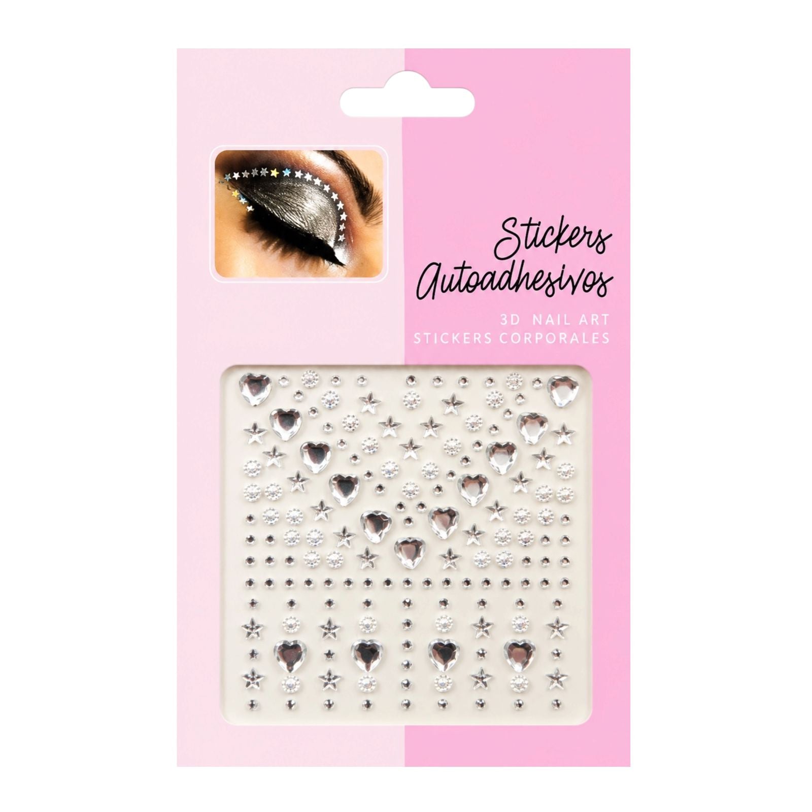 GEMAS PARA ROSTRO PLATEADAS ESTRELLAS CORAZONES