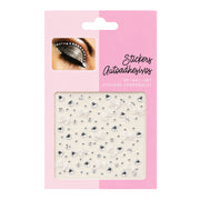GEMAS PARA ROSTRO CORAZONES PLATEADOS MOÑOS BLANCOS PERLADOS