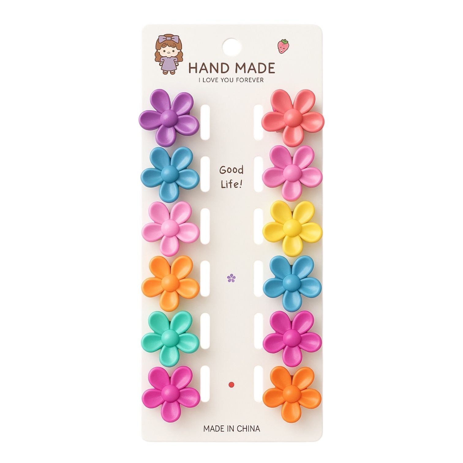 CARTON X12 MINI GANCHITOS FLORECITA MATTE HAND MADE