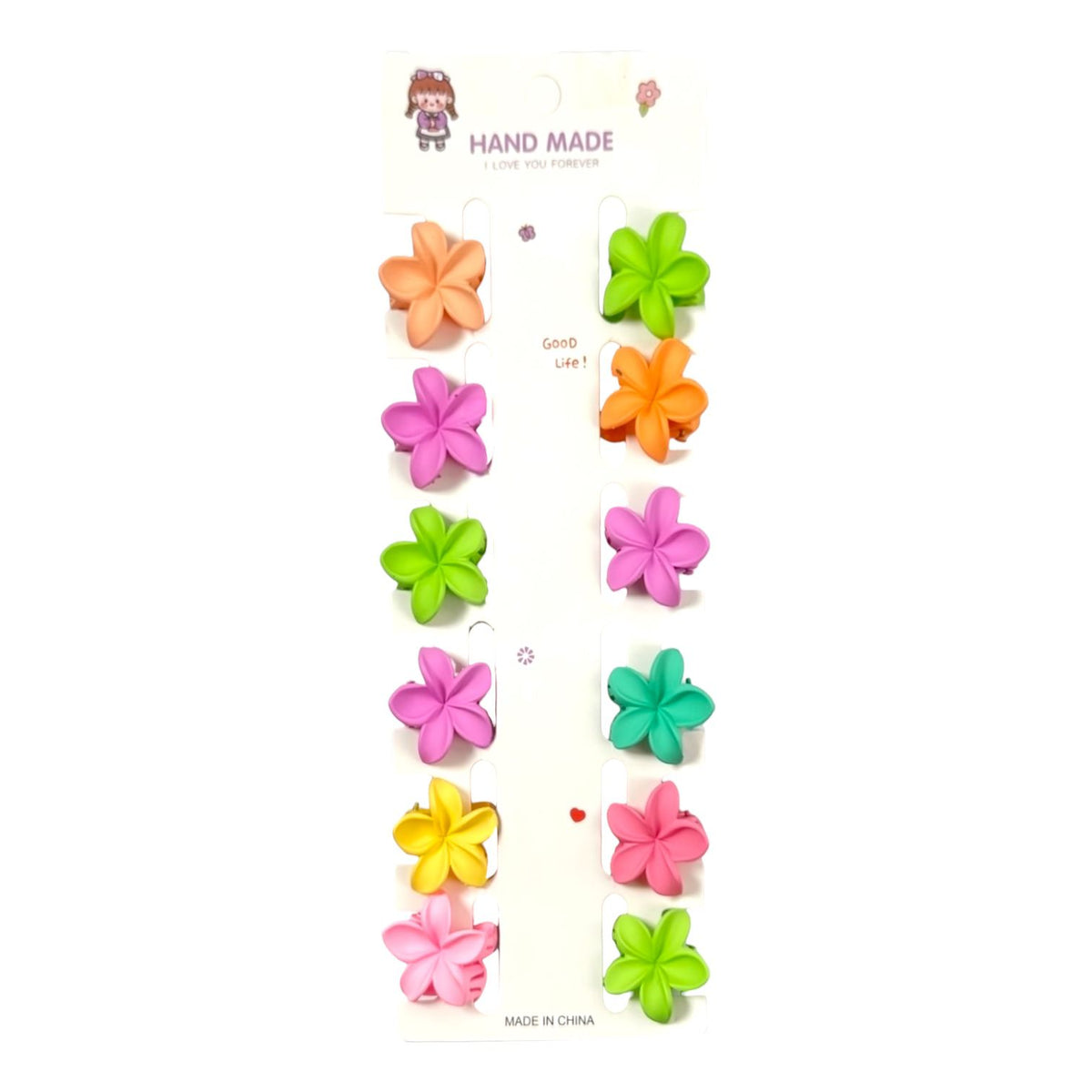 CARTON X12 MINI GANCHITOS FLOR HAWAI MATTE HAND MADE