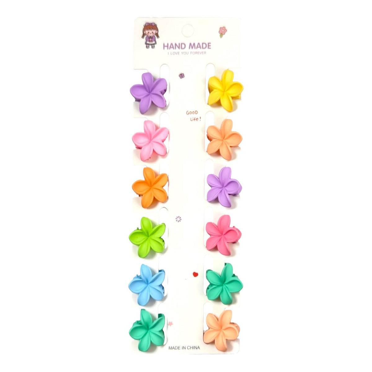 CARTON X12 MINI GANCHITOS FLOR HAWAI MATTE HAND MADE