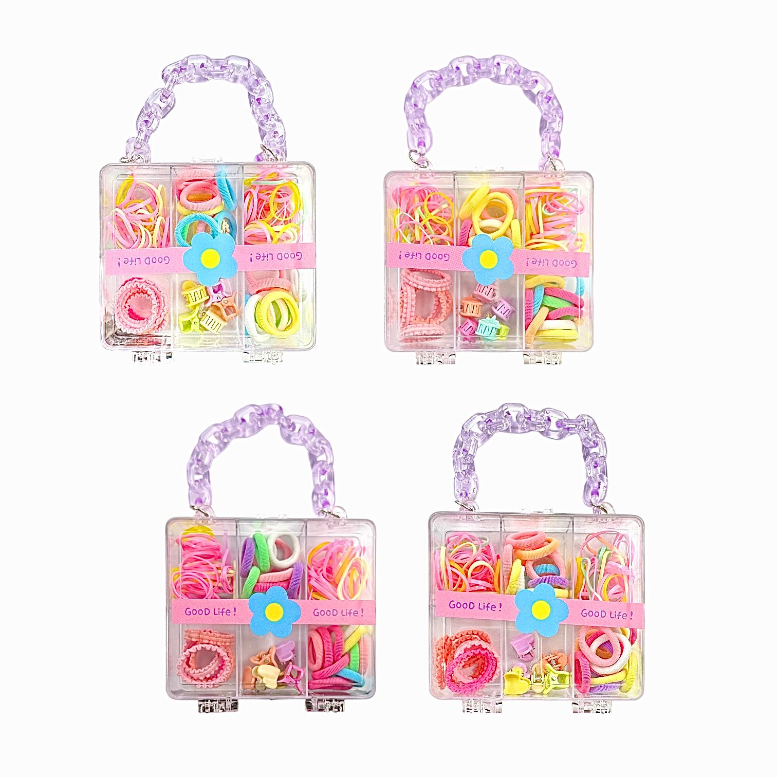 BOLSITO FLORECITA GOOD LIFE CON MOÑITAS CAUCHOS Y PIOJITOS